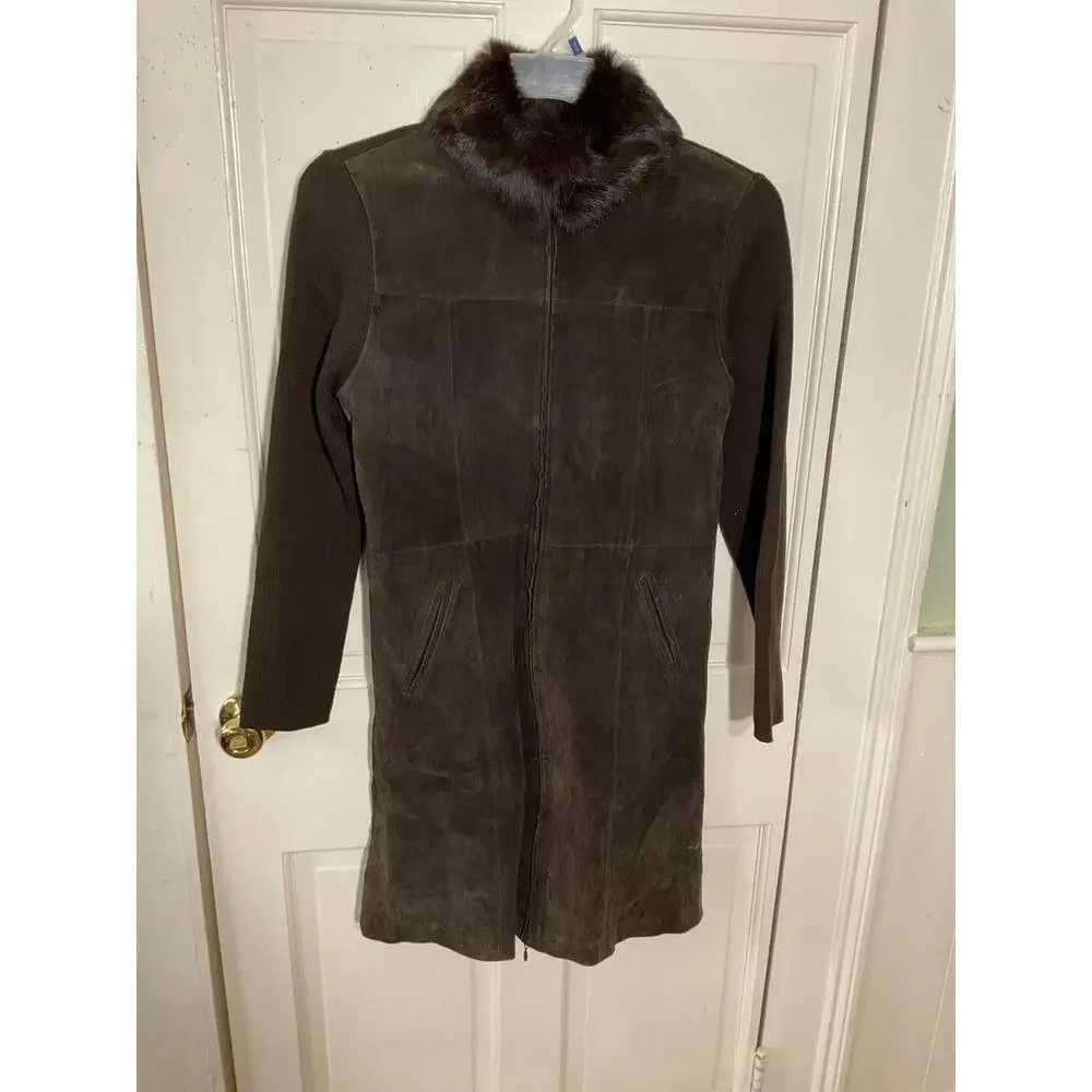 Escapade suede Medium Brown knee length jacket - Picture 2 of 10
